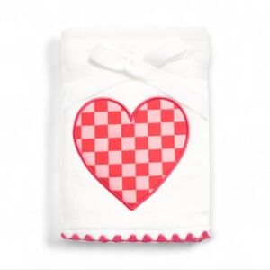 Kassadecor Red Checkered Heart‎ Shaped Design Valentine Thick Cotton Hand Towels